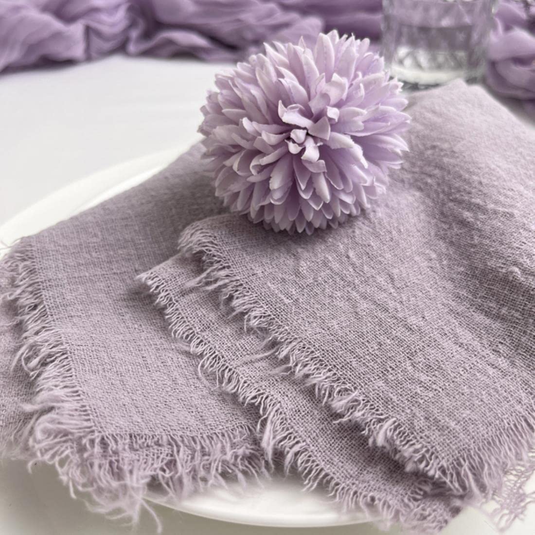 50pcs 42x42cm Serviettes de Mariage en Gaze de Coton rétro Coton étamine décor de Table torchons en Mousseline Table à dîner décor Rustique