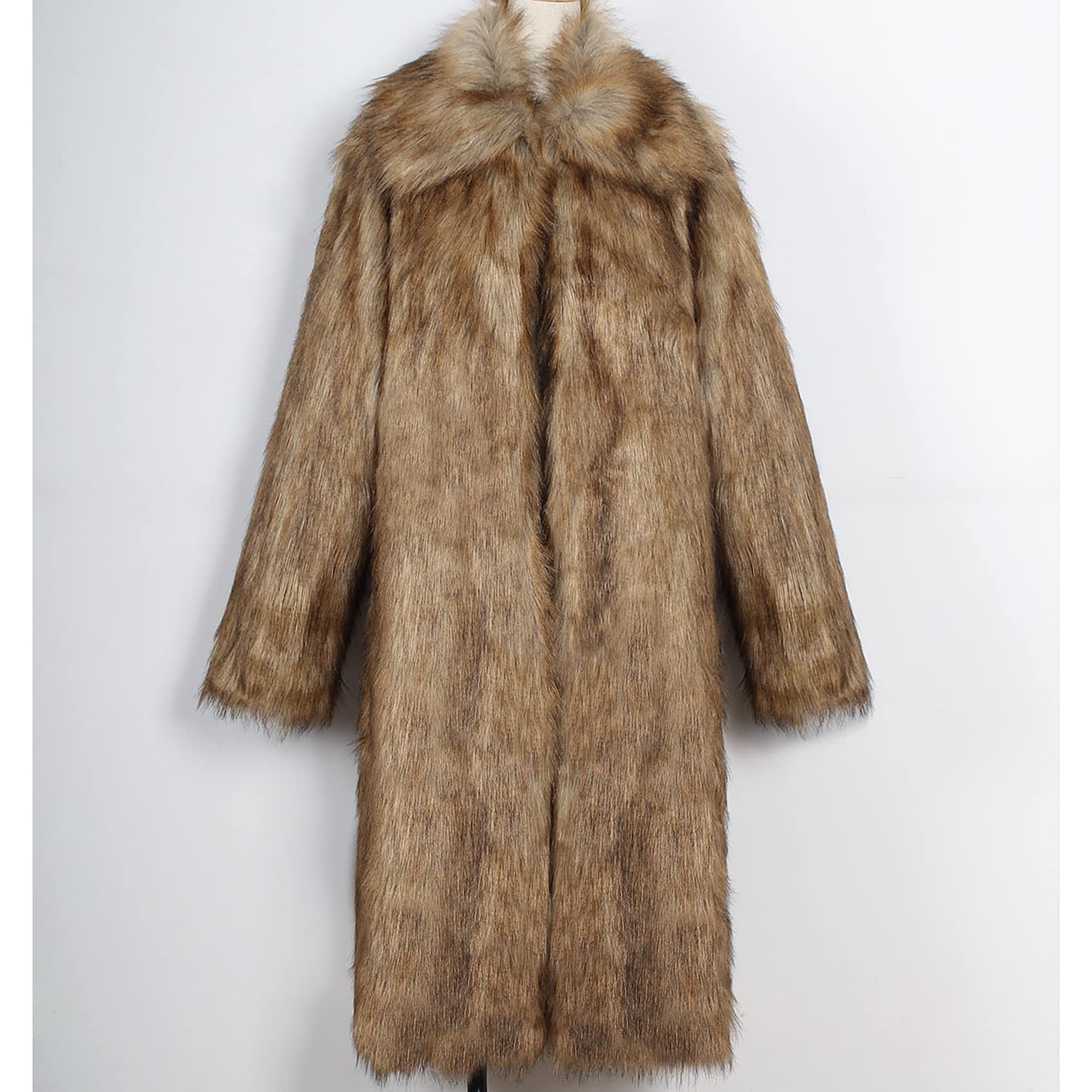 Giacca da Donna Lunga in Pelliccia Sintetica con Collo Quadrato alla Moda Giacca da Donna Autunno E Inverno con Cappotto Lungo