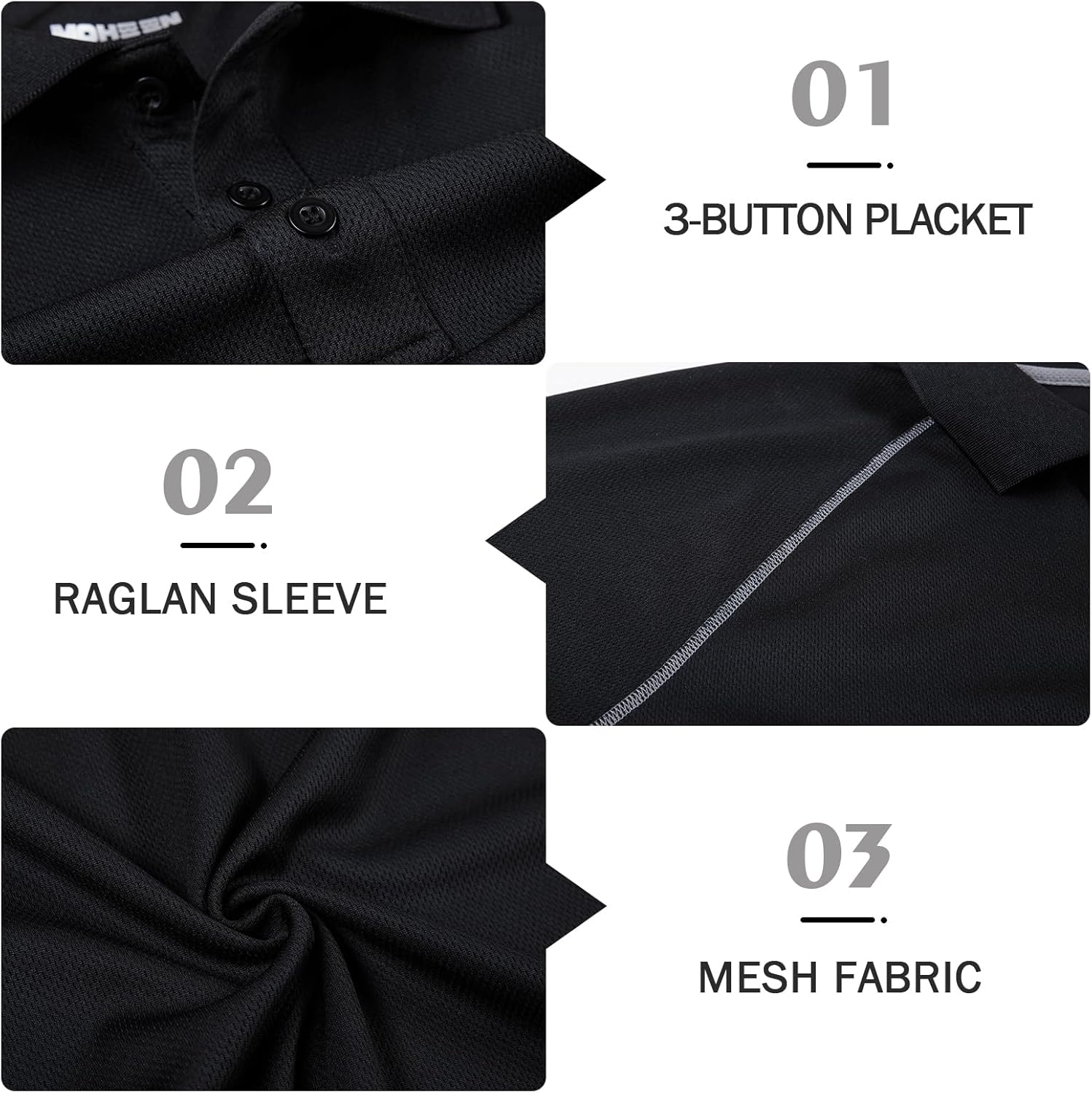 MOHEEN Men's Golf Shirts Short Sleeve Moisture Wicking Polo T-Shirts Athletic Quick Dry Fit Performance Collared UPF 50+ - Image 6