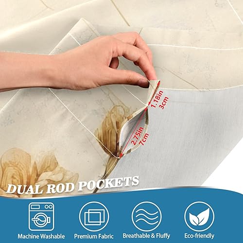 Miniatura 9 de Cortina de café de media ventana, cortinas de nivel para baño, cocina, dormitorio, sala de estar, juego de 2 paneles de flores