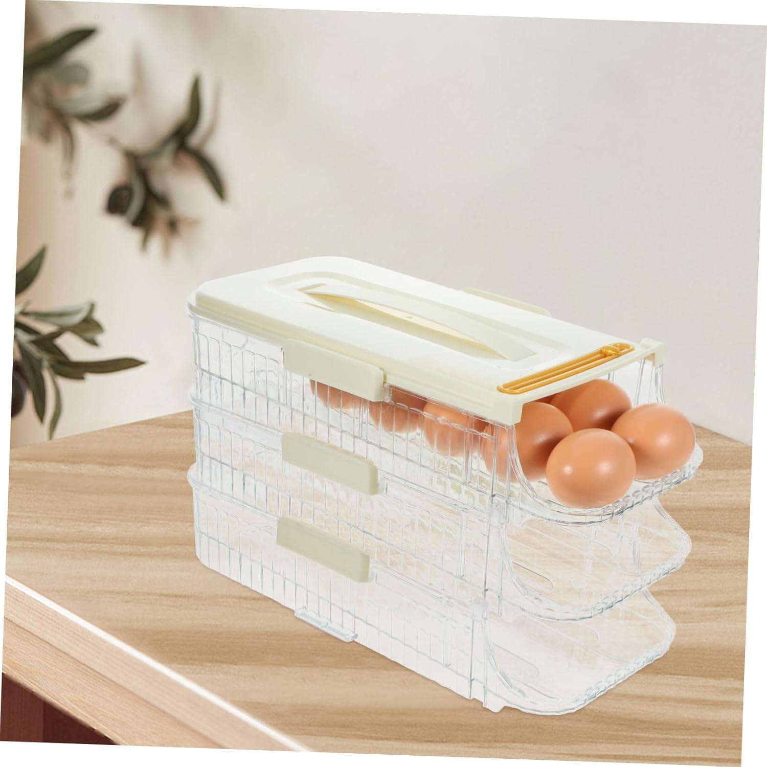 DOITOOL Refrigerator Egg Holder Egg Tray Automatic Scrolling for Fridge Door Capacity Easy to Clean