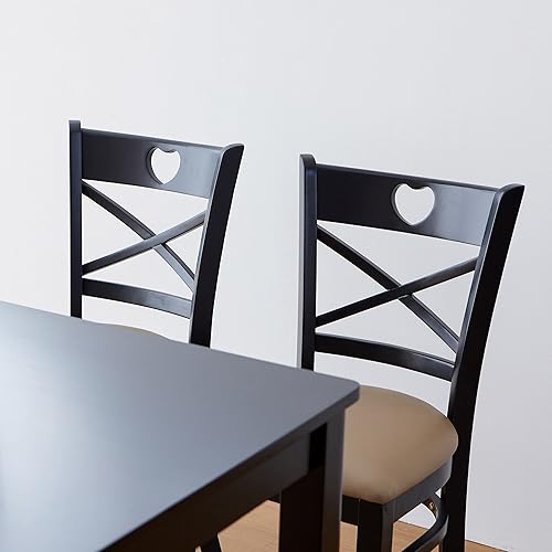 Miniatura 10 de Livinia Heart X-Back - Juego de 2 sillas de comedor con respaldo en forma de X, color roble malayo sólido tapizado de piel sintética, sillas