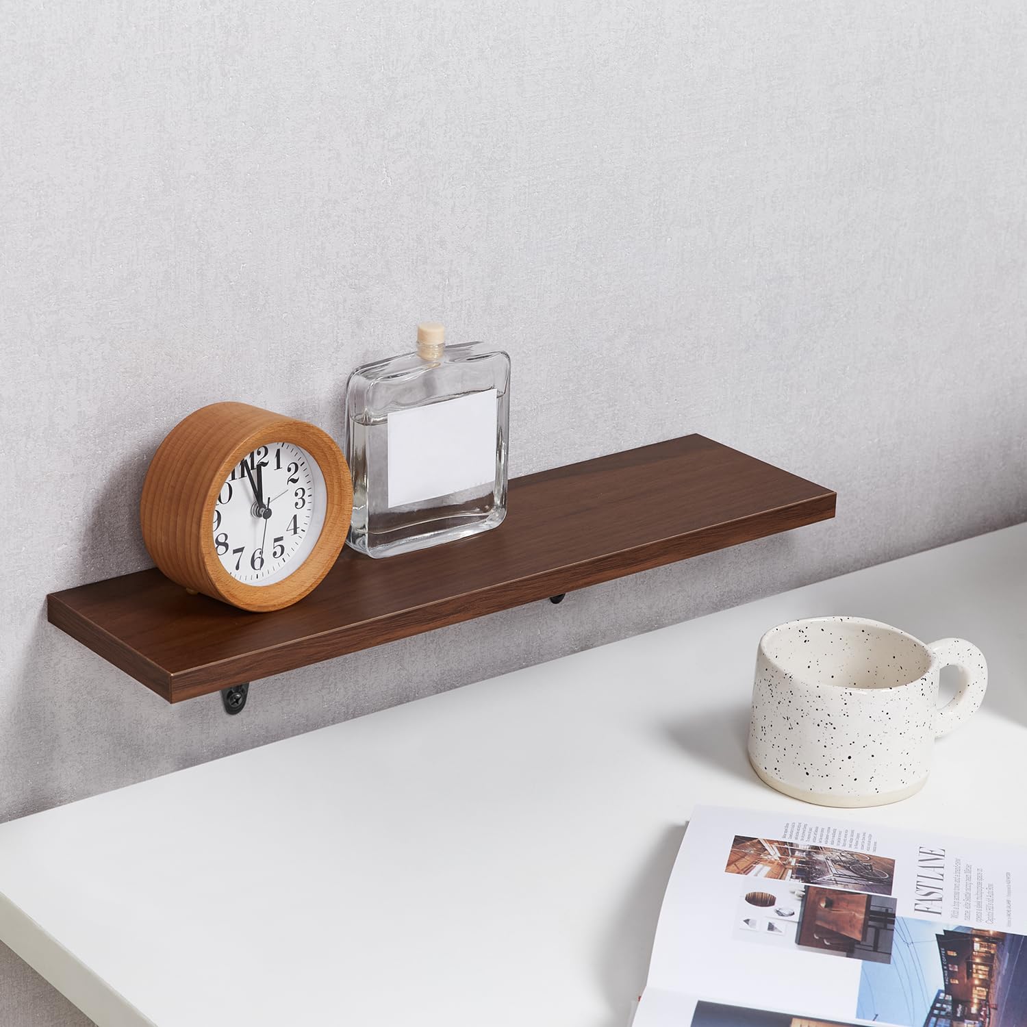 Maclean MC-331 Zestaw Półek Ściennych, Obciążenie 8 kg Każda Półka, Minimalistyczny Design, Salon, Biuro, Kuchnia, Wisząca Półka na Książki, Zdjęcia, Dowolne Łączenie (18)