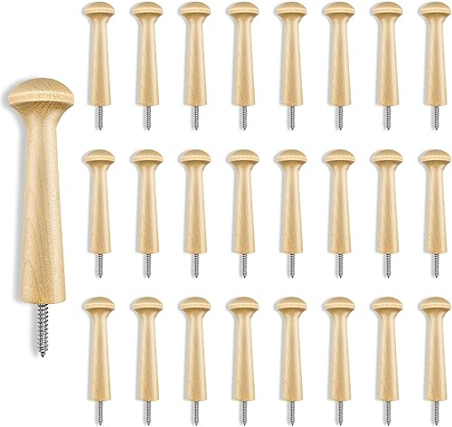 Vista 8 de Sfcddtlg 36 piezas de clavijas de madera con tornillo de madera de 2.95 pulgadas en clavijas cocteleras de madera sin terminar para colgar ropa
