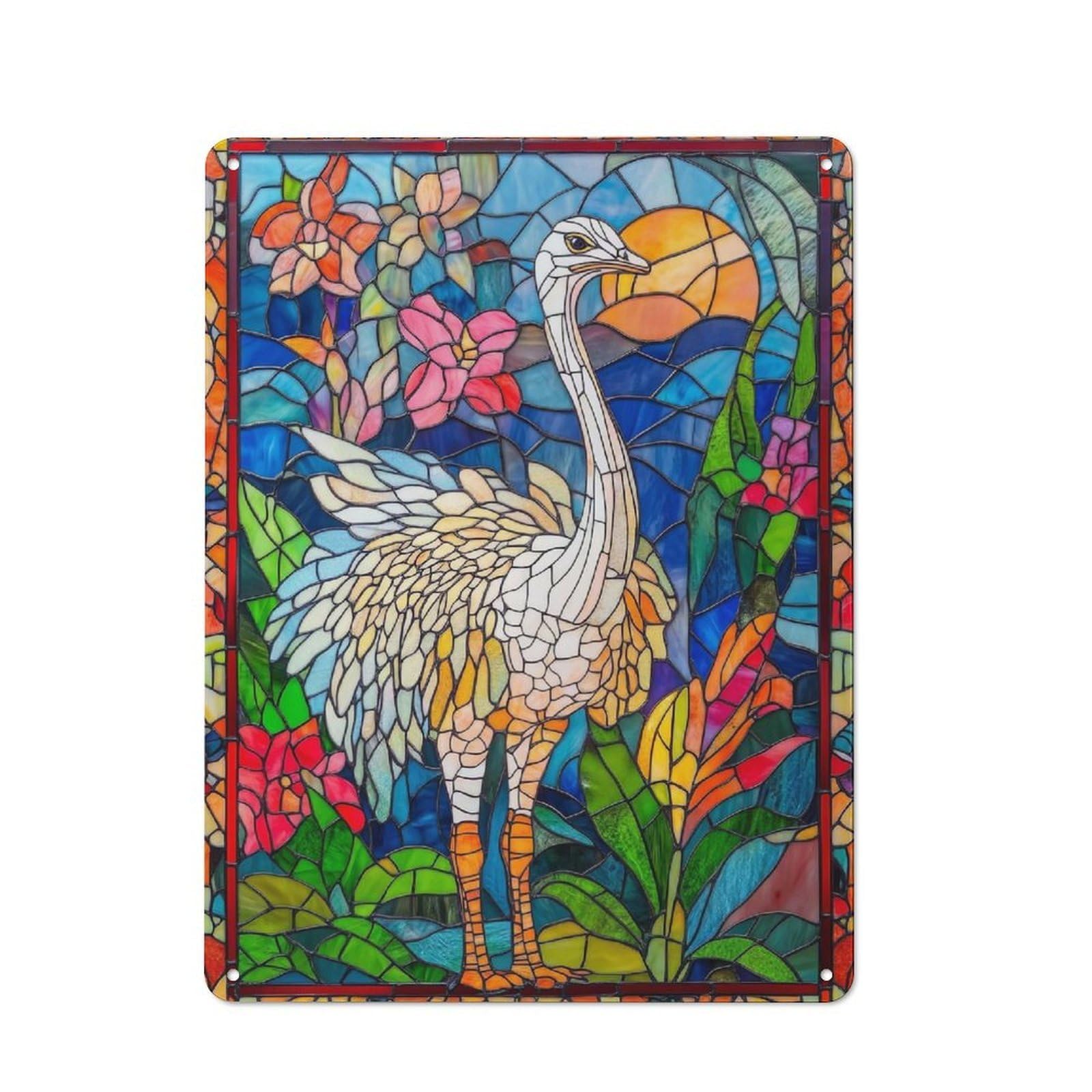 Junmoney Stained Glass Bird Rustic Metal Sign 40X30cm For Lounge Or Reading Corner, For Reading Corner Decorators