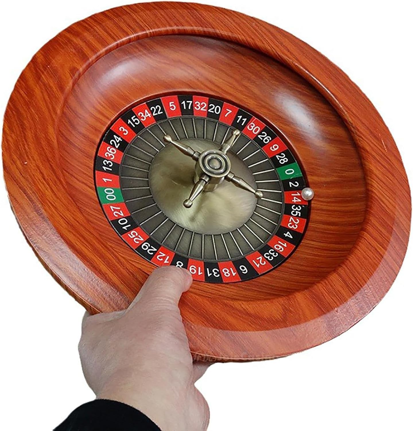 Wooden Roulette Wheel, 12 Inch Casino Roulette Wheel Game Set, Adult Entertainment Roulette Wheel Spins, Digital Dial for Night Party Game and Family Gathering