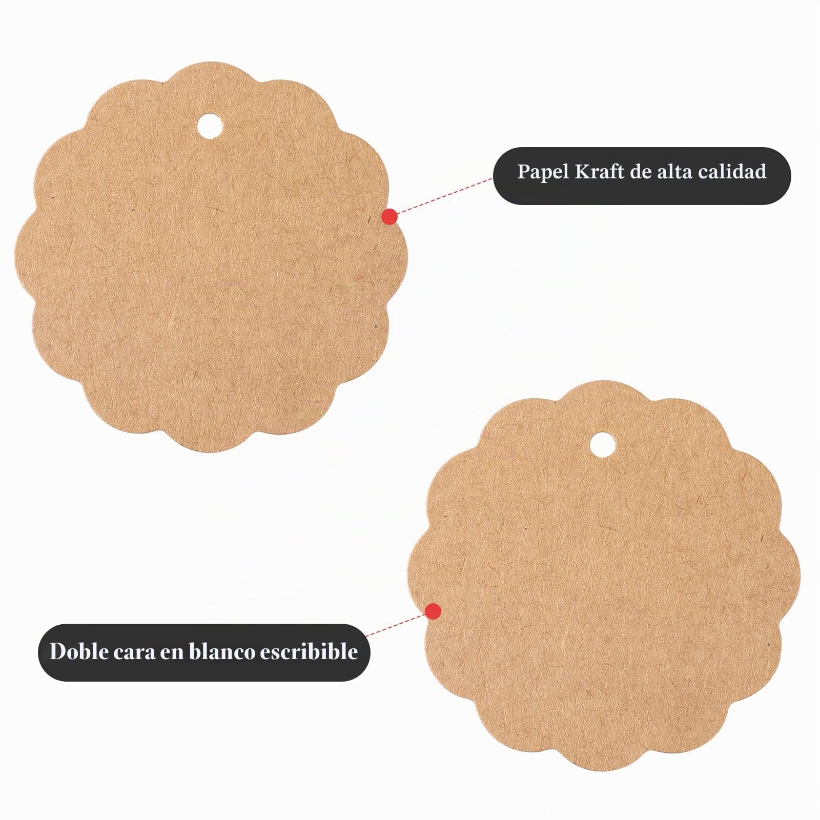 Etiquetas de Papel Kraft Redondas 6x6cm con Cuerda de Yute para Regalos, Equipaje, Boda - 100 PCS