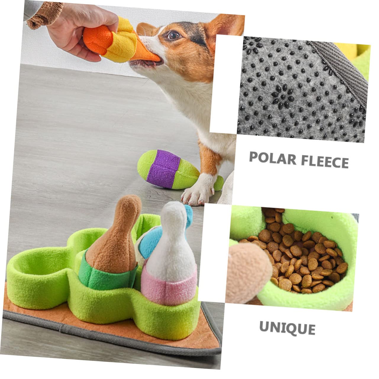 Tragbares Hundespielzeug Bowling Form aus Polar Fleece Verschleißfestes Beschäftigungsspielzeug für Welpen und Hundetraining im Haushalt