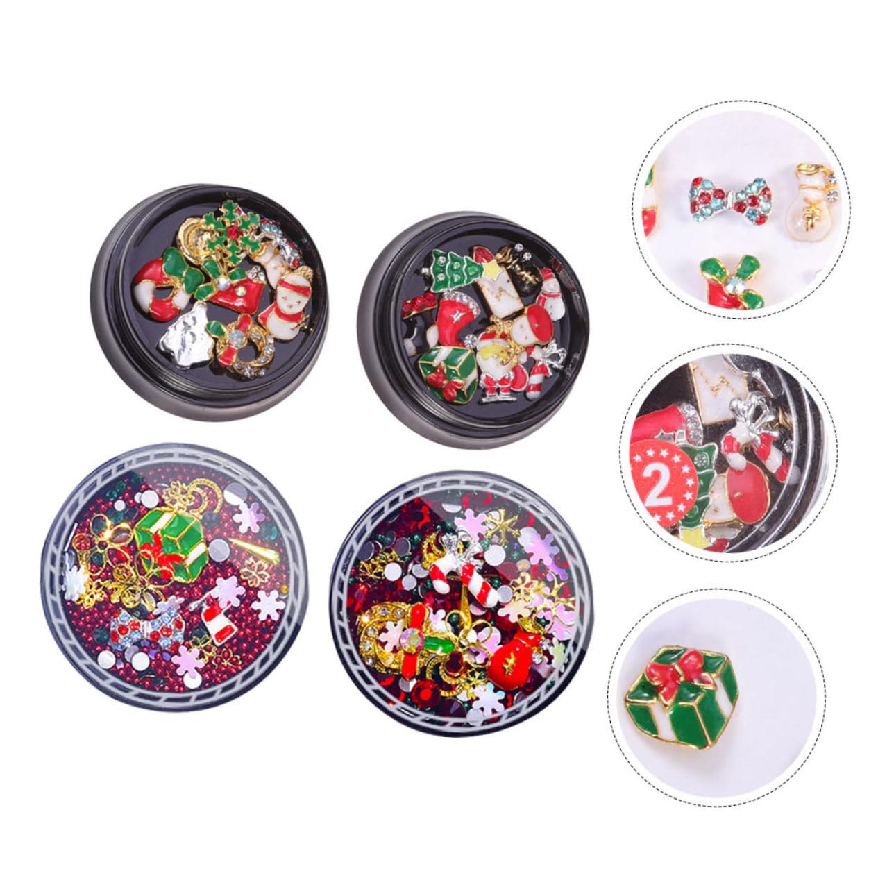 Healvian 4pezzi Charm Natalizi Per Unghie Rhinestone Decorazioni Accessori Per Manicure Per e Decorazioni
