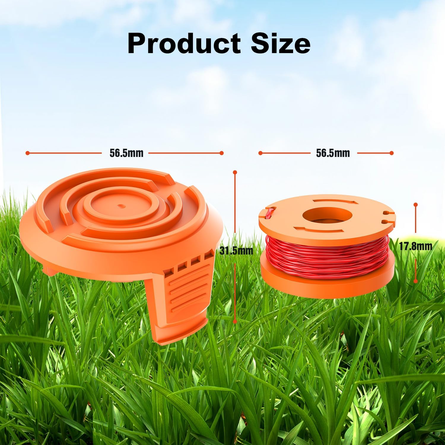 Rivershine 20 Pack WA0010 Replacement Trimmer Line Spool for Worx, 0.065 Inch Weed Eater String, Compatible with Worx Weed Eater. (16 Trimmer spools+4 Trimmer Cap)