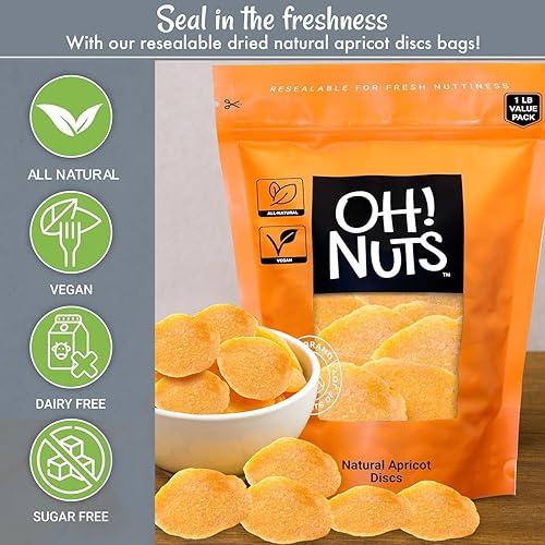 Miniatura 10 de Oh! Nuts Albaricoque seco – 1 libra – Frutas secas en cubitos – Sin azúcar añadido – Bocados de frutas deshidratados – Empaquetado en bolsa