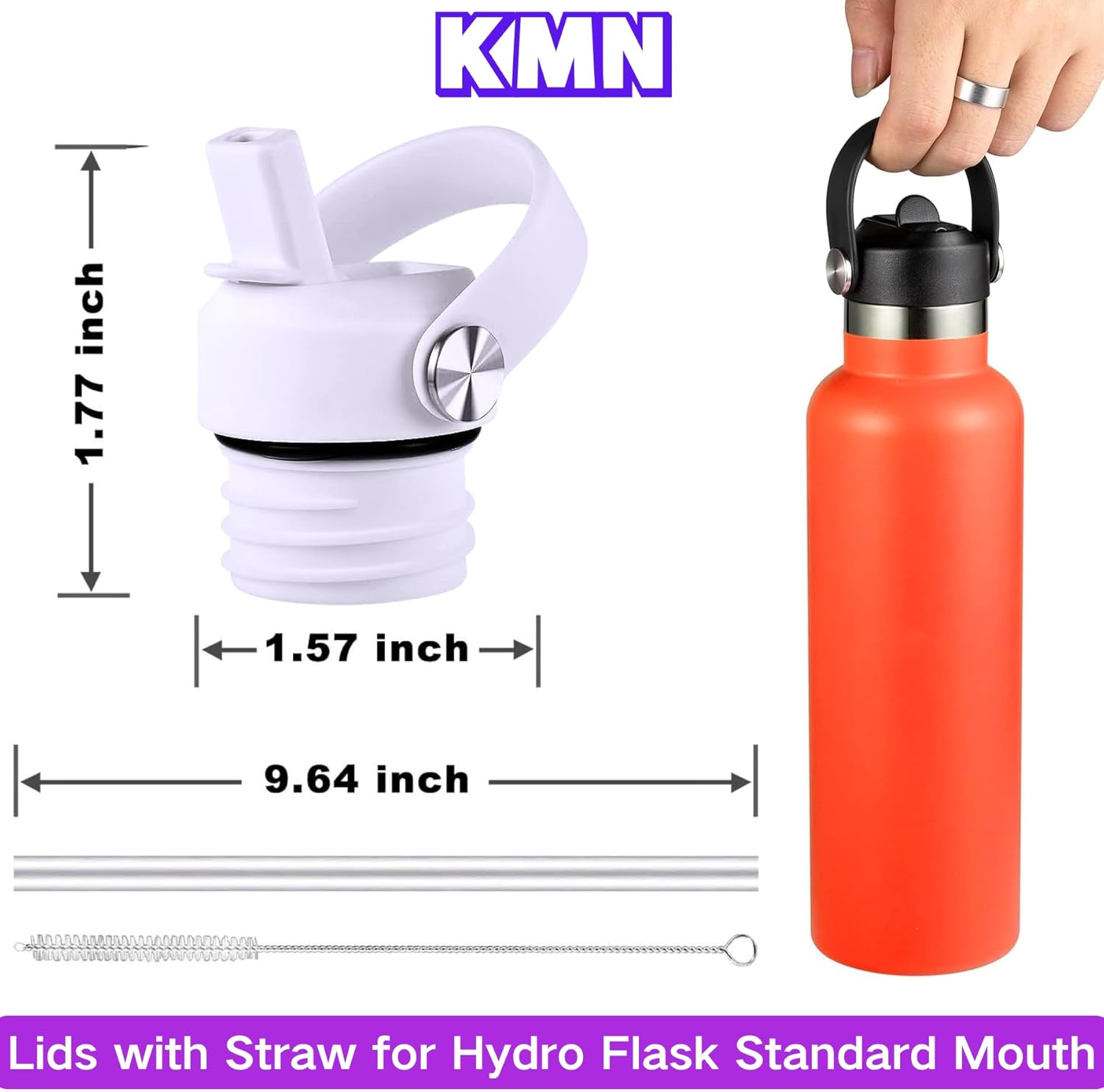 Straw Lid for Hydro Flask Standard Mouth, Lids with Straw for Hydroflask 18 21 24 oz Standard Mouth, Straws Top for Hydro Flask, Replacement Sport Cap, White - Image 4
