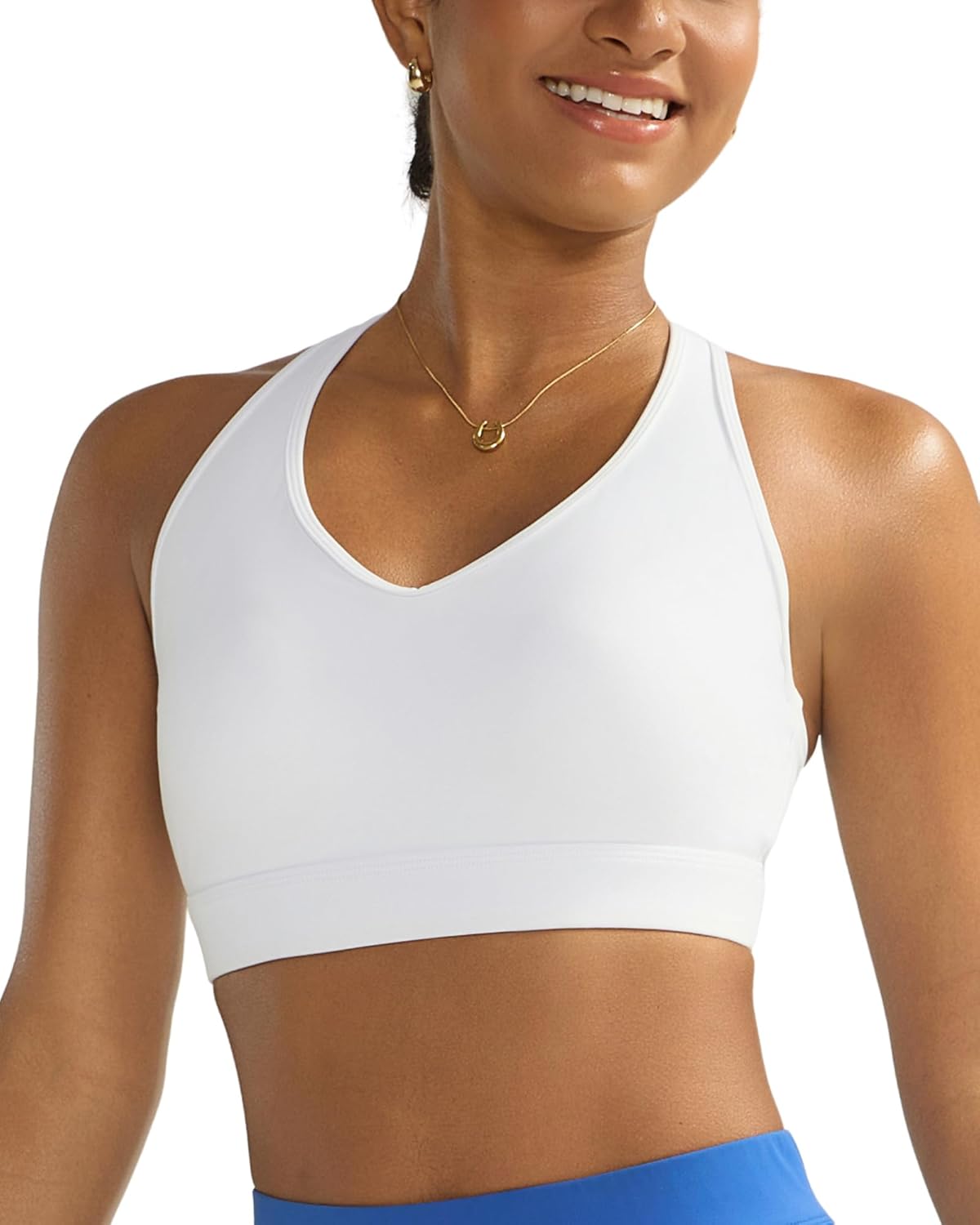 RUNNING GIRL Sports Bras for Women High Support, V Neck Molded Cup High Impact Sports Bra with Sewn in Pads - Image 2