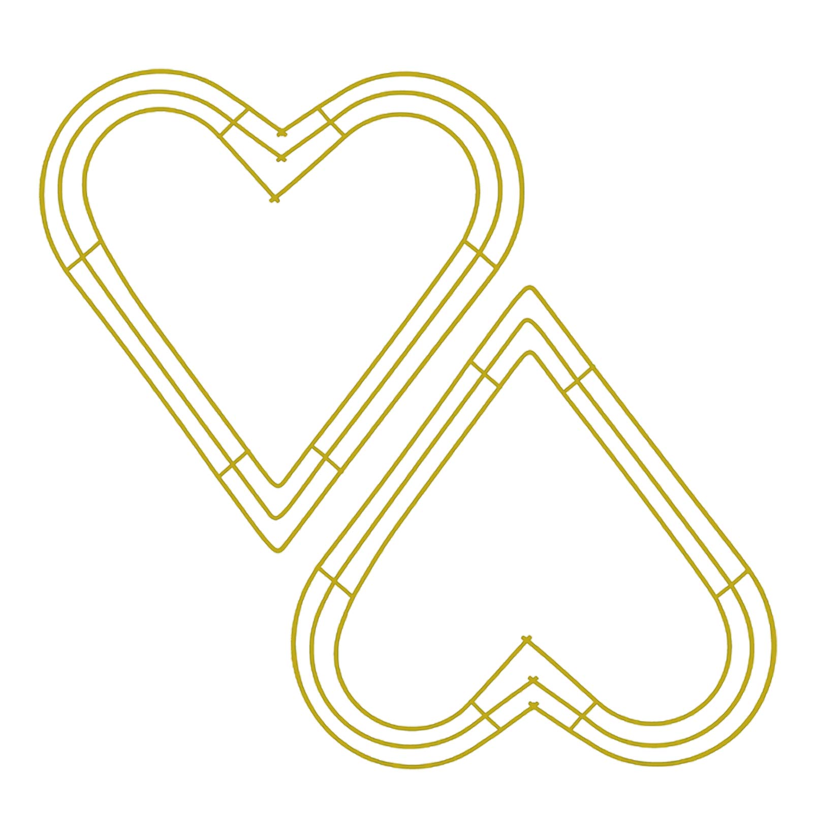 Wyi 2-Pack 16 Inch Heart-Shaped Wire Wreath Frame Golden Metal Wreath Rings  DIY Wreath MakingRings for Home Party Wedding Decoration