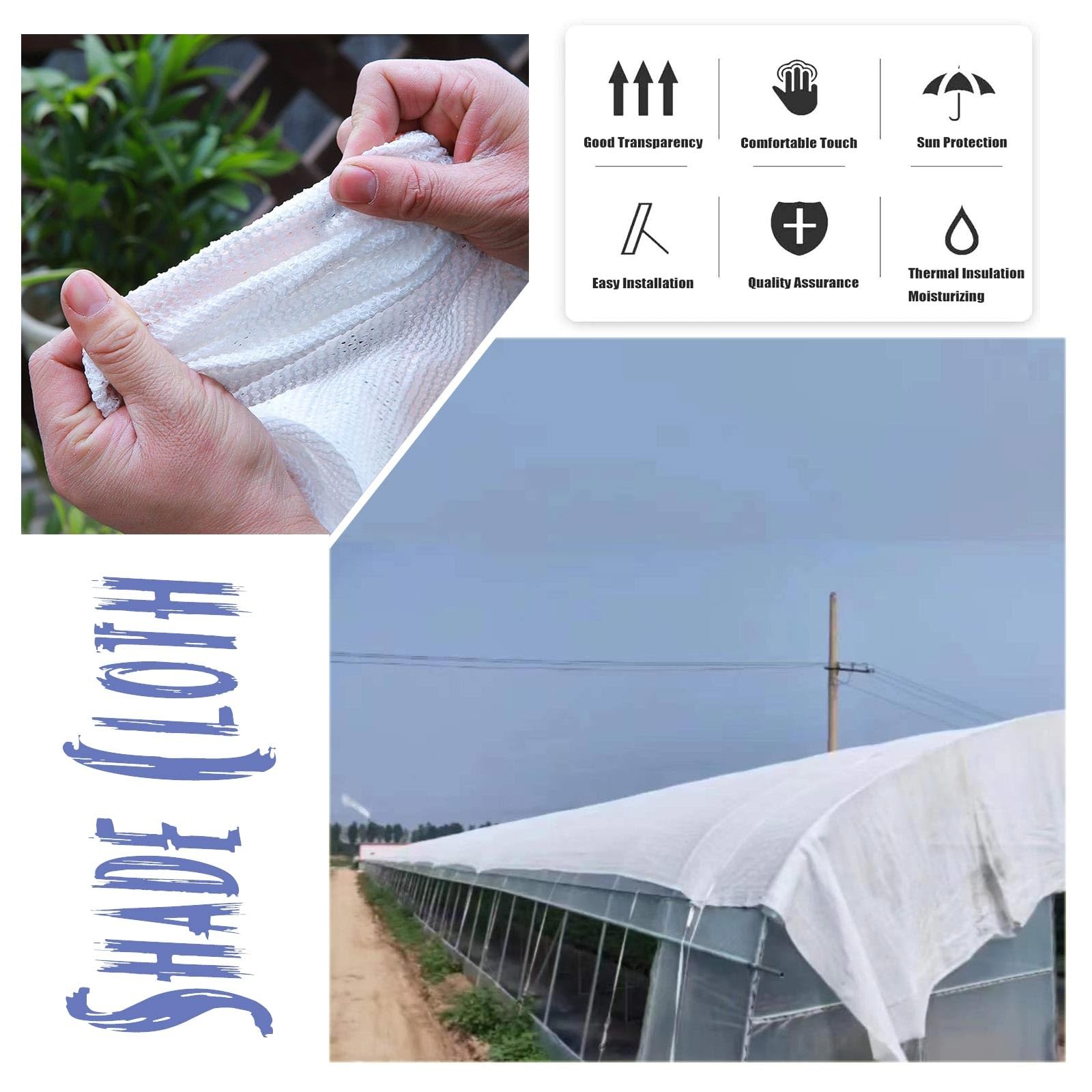 Bianco Rete Ombreggiante 50% Resistente Ai Raggi UV Telo Ombreggiante 2.0x3.0 m per Colture Serre Esterno Giardino