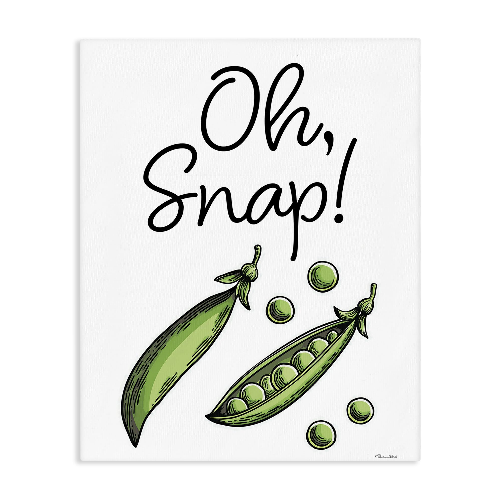 Stupell Industries Oh Snap Peas Typography 'Oh Snap Peas', Canvas Art, 24 X 30 Inches, Easy To Hang And Sturdy, Made In Usa, By Susan Ball