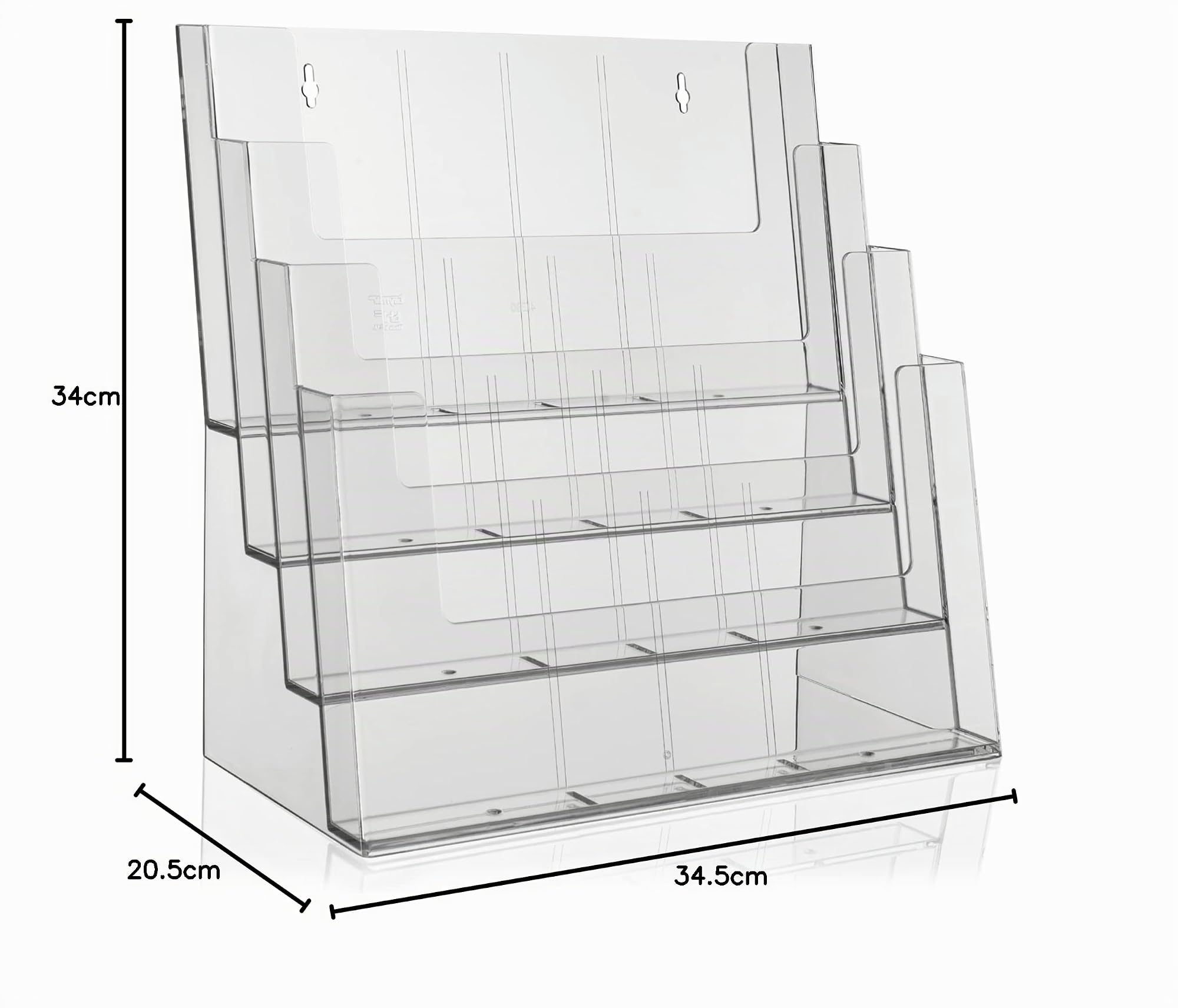 Soporte para folletos de mesa taymar XXL, soporte para folletos, varios formatos DIN, 4 niveles, transparente