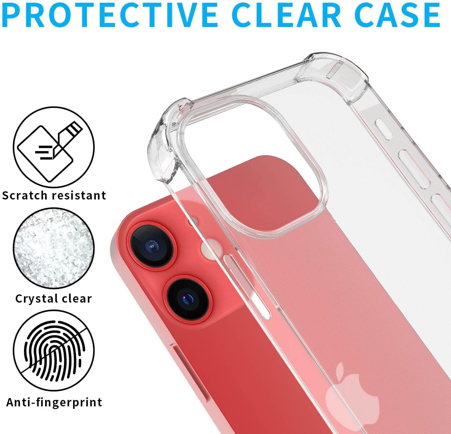 Cavie Brands iPhone 12 Pro & iPhone 12 Clear Case with 2 Screen Protectors, Maximum Shock Absorption Protection, Clear iPhone 12 Case, Compatible with Apple iPhone 12 & 12 Pro