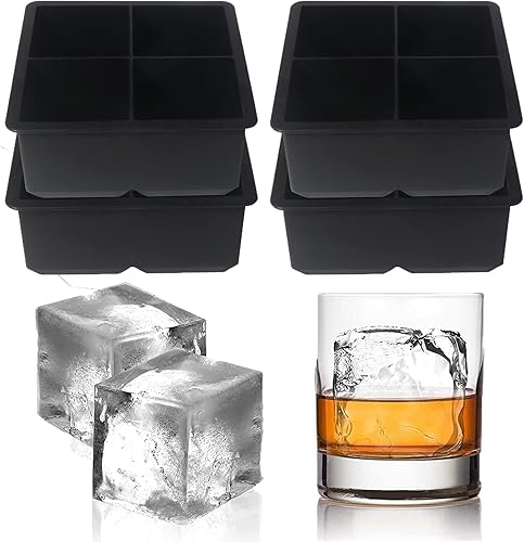 Bandeja cuadrada grande para cubitos de hielo, bloque grande de 2.5 pulgadas, molde para cubitos de hielo de whisky, con cubitos de hielo de fácil