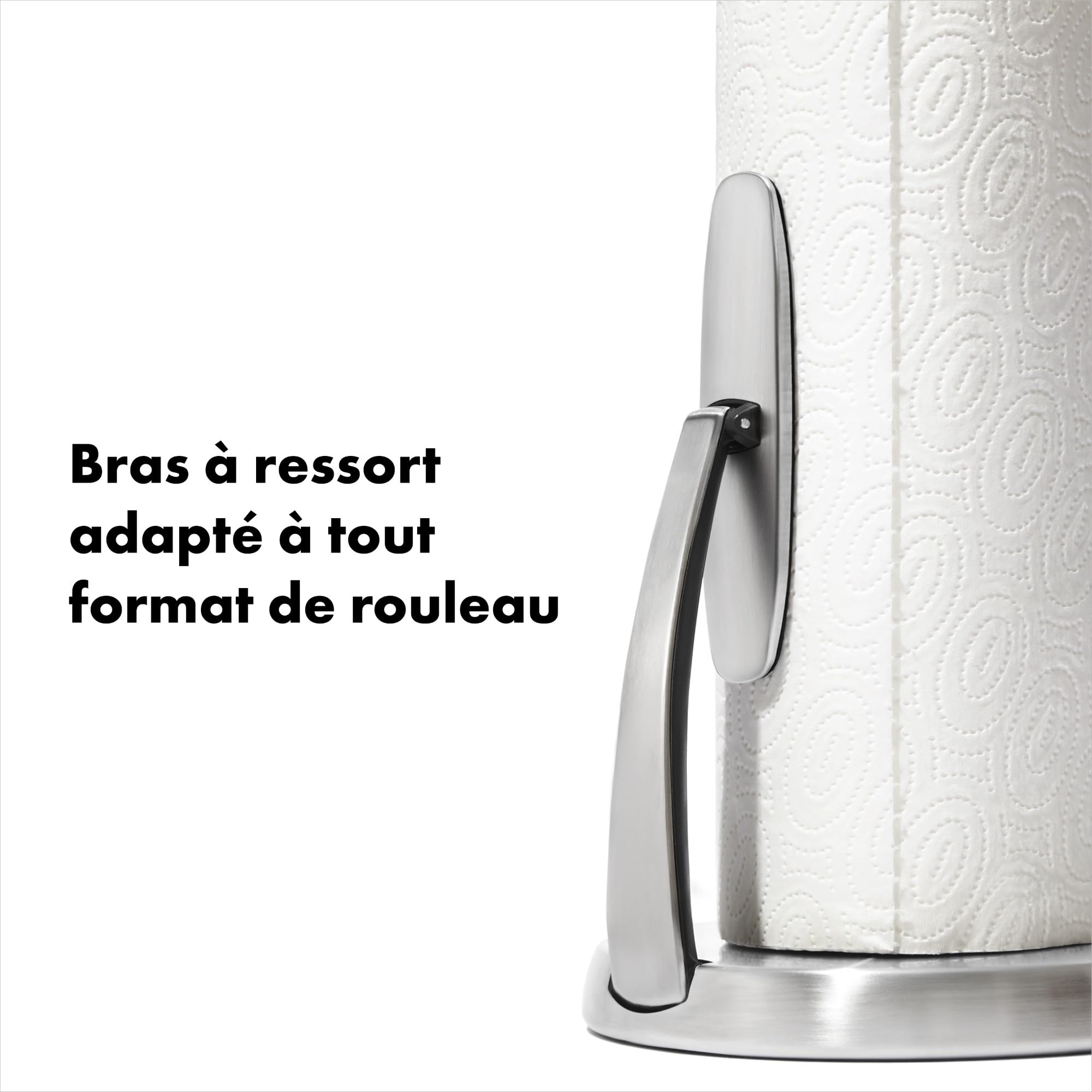 OXO Good Grips Dérouleur d'essuie-Tout SimplyTear, Support à essuie-Tout en INOX, Gris