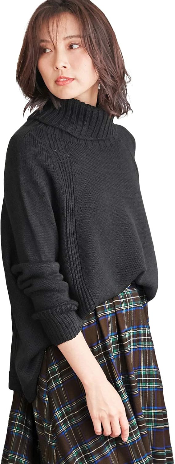 ANGELIEBE Maternity Japan Made Breastfeeding Cape Seamless Turtleneck Long Sleeve Sweater