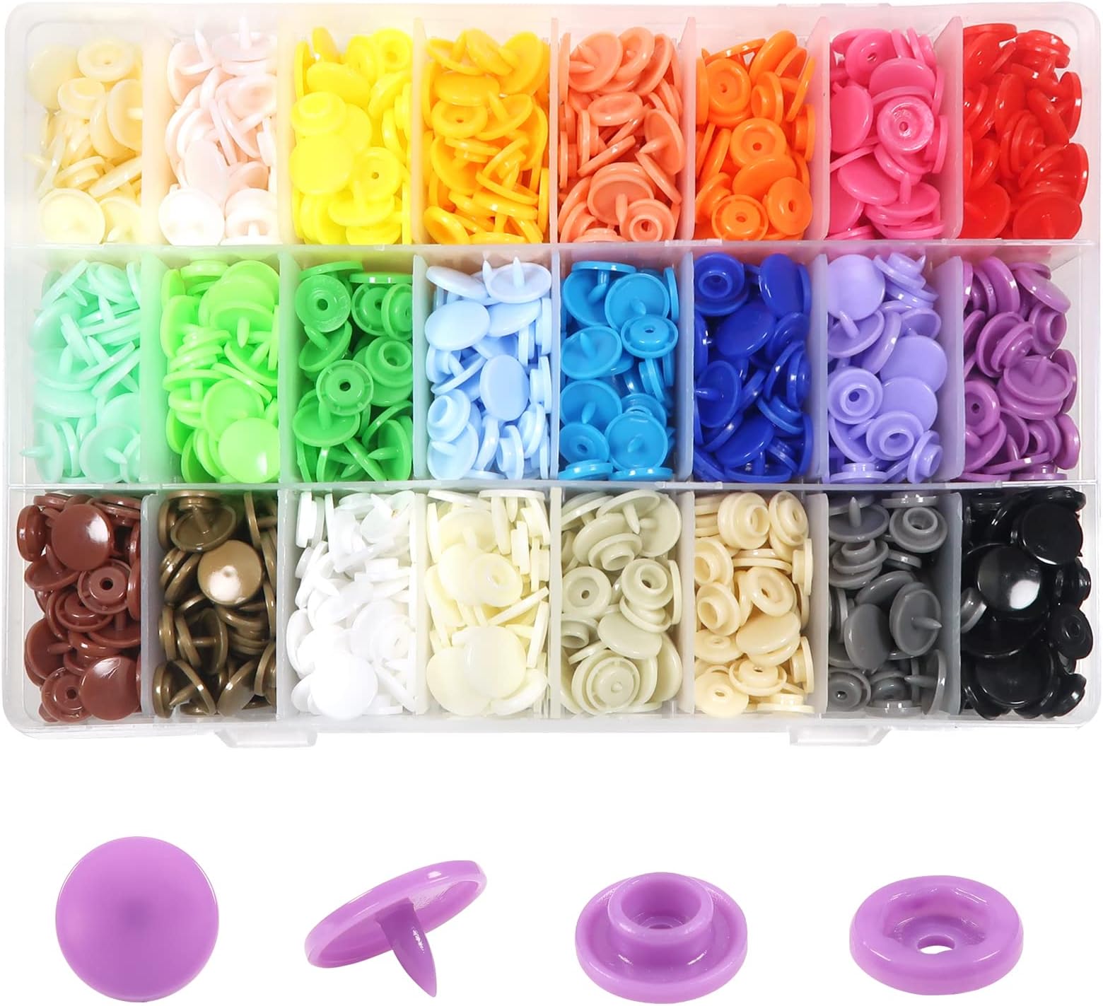TOAOB 432 Sets T5 Plastic Press Studs Multi-Coloured Resin Colours for Sewing Accessories DIY Clothing