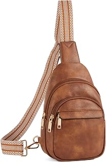 BOSTANTEN Small PU Leather Sling Bag for Women - Crossbody Fanny Pack Chest Bag with RFID Blocking for Travel