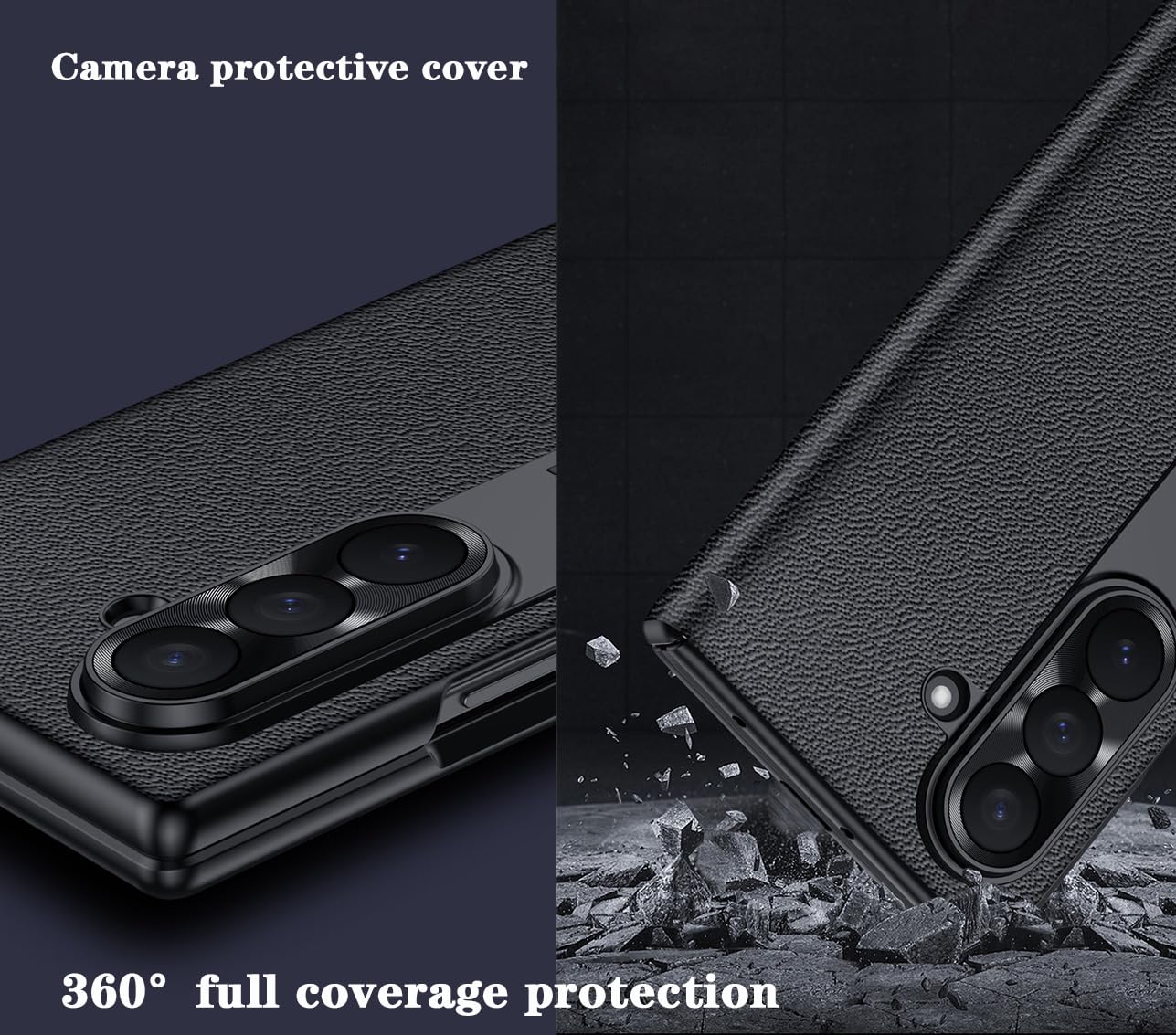 Custodia del Cellulare per Samsung Galaxy Z Fold7, Cover per Telefono in Pelle per Galaxy Z Fold 7, Protezione Cerniera del Telefono -Nero