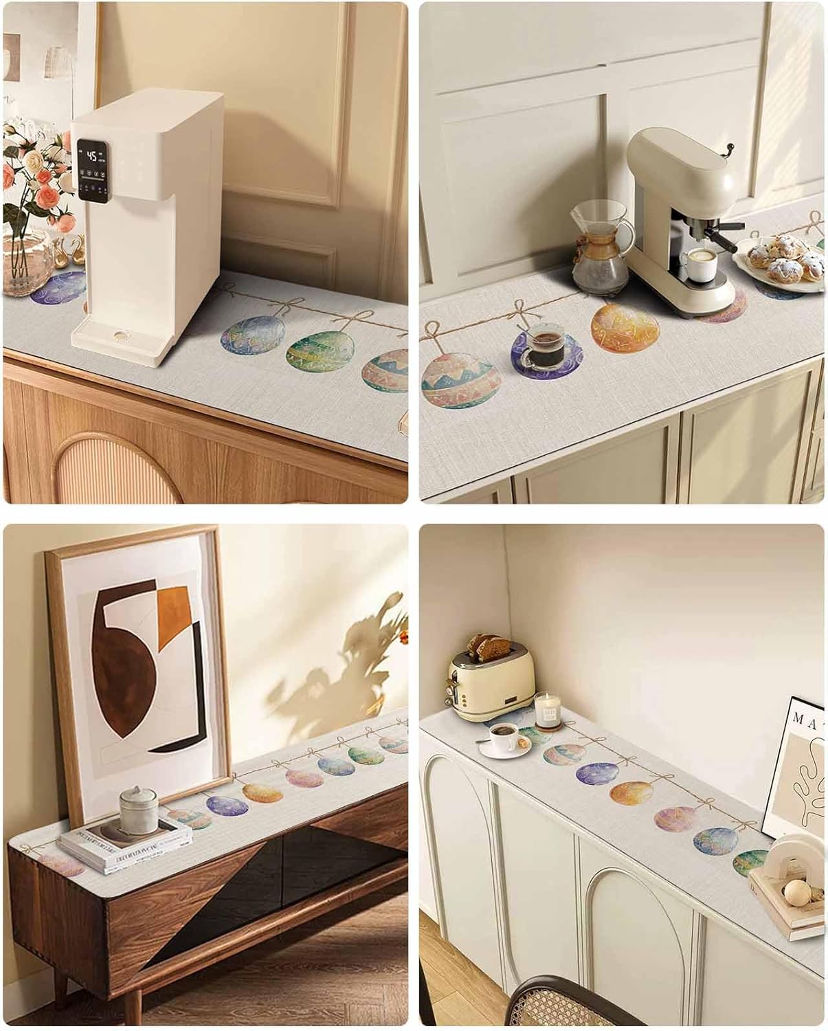 Countertop Protector Mats, Retro Abstract Texture Colorful Easter Eggs Non-Slip Heat-Proof Dining Table Mats Decorative Surface Protection for Countertops Kitchen Islands Tables 12"x 48"