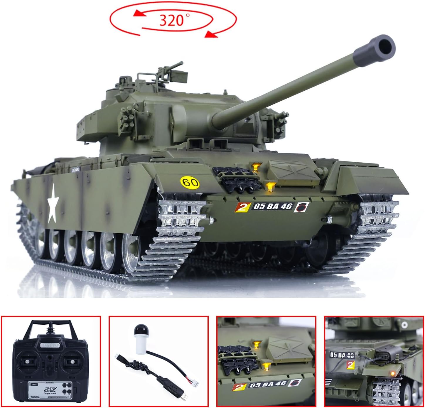 TOUCAN RC HOBBY Tongde 1:16 RC Tank British Centurion MK5 BB & Infrared Battle Tank Metal Tracks
