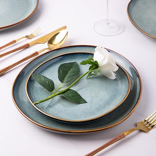 Miniatura 6 de AmorArc Juego de 6 platos de cerámica hechos a mano de 8.5 pulgadas para postre, ensalada, aperitivo, platos llanos pequeños, aptos para microondas