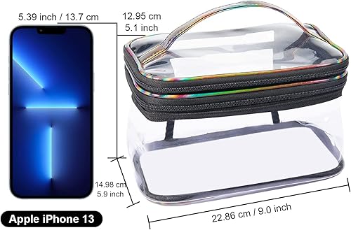 Miniatura 4 de Lermende Bolsa de maquillaje transparente, bolsa de maquillaje transparente de 2 capas para viajes, bolsa organizadora de maquillaje portátil