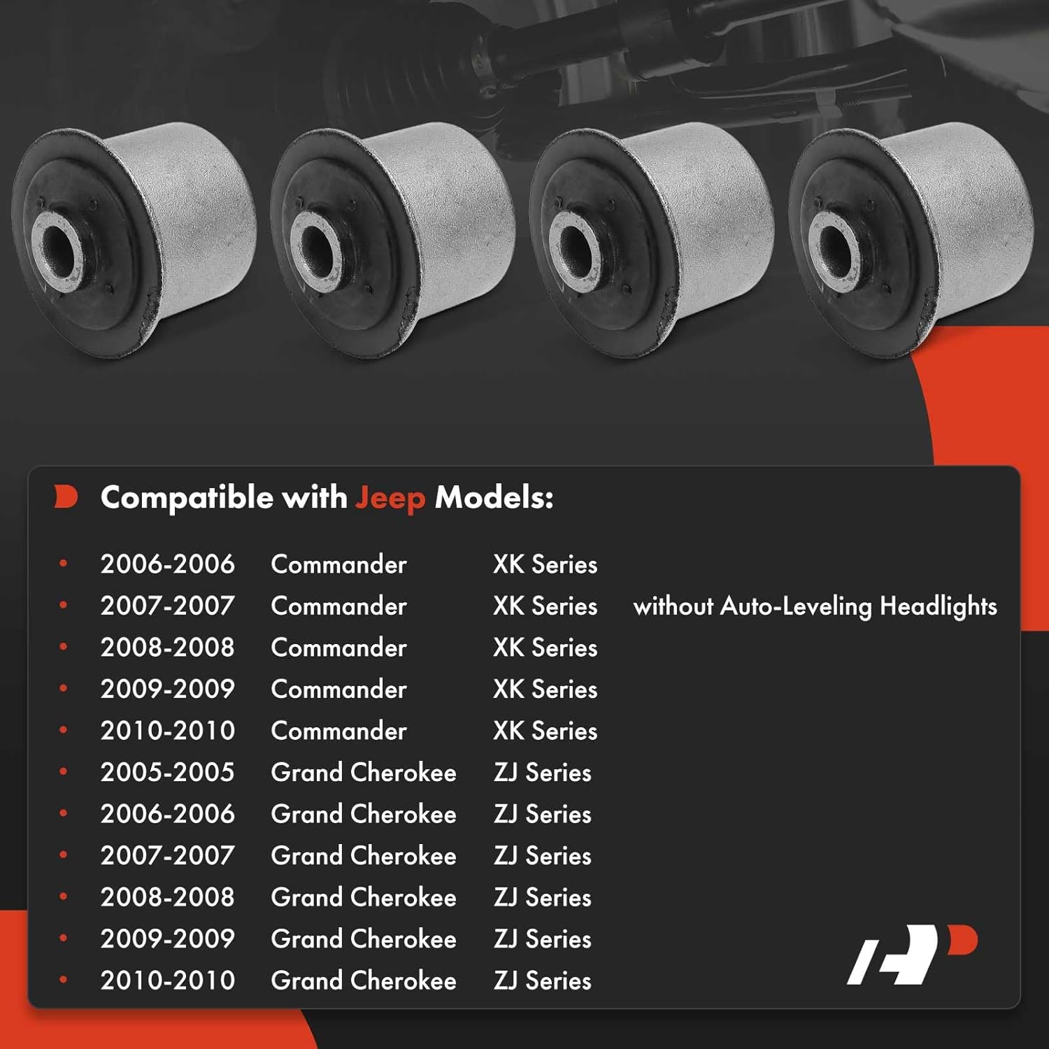 A-Premium 4 x Front Upper Control Arm Bushing Kit, Compatible with Jeep ZJ Series Grand Cherokee 2005-2010, XK Series Commander 2006-2010