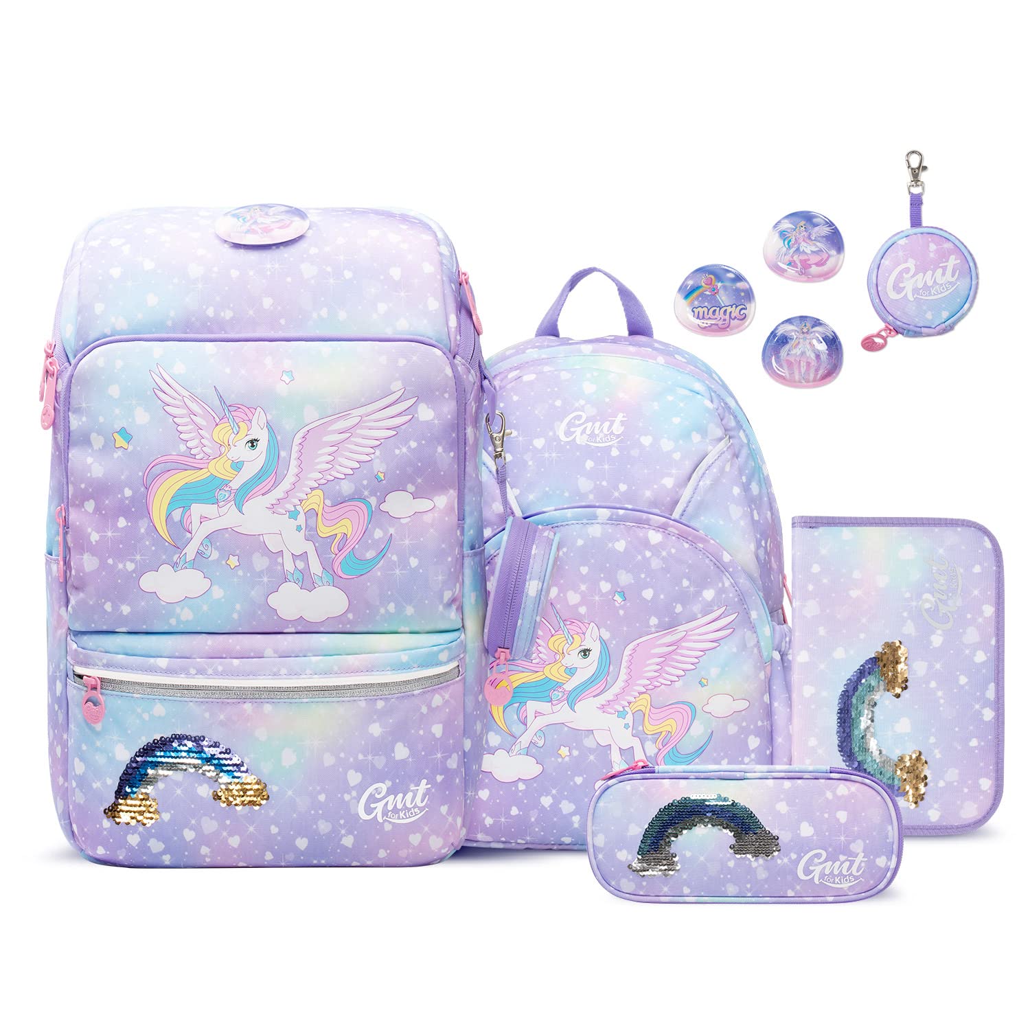 GMT for Kids Schulranzen 1-4 Klasse 22L Ergonomische Ultraleichte Schultasche Einhorn