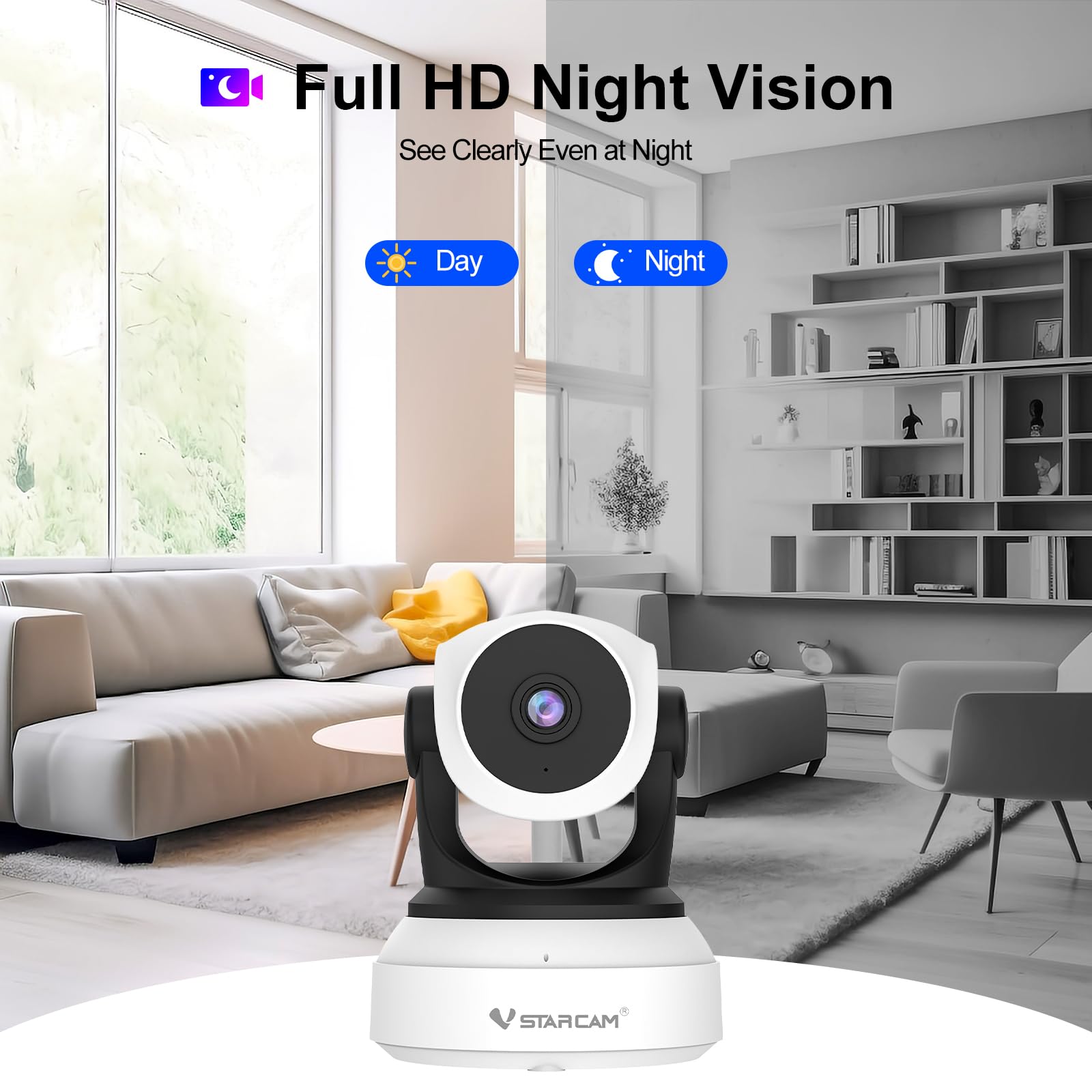 Telecamera WiFi VSTARCAM 2K QHD 360° Con Inseguimento Automatico, Audio Bidirezionale E Visione Notturna Fino A 9 Metri - 4