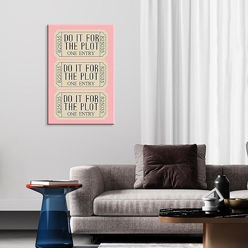 Miniatura 7 de BFADMN Trendy Do It For The Plot Posters Pink Ticket Stub Inspirational Quote Canvas Wall Art Retro Preppy Room Aesthetic Print Painting For Living