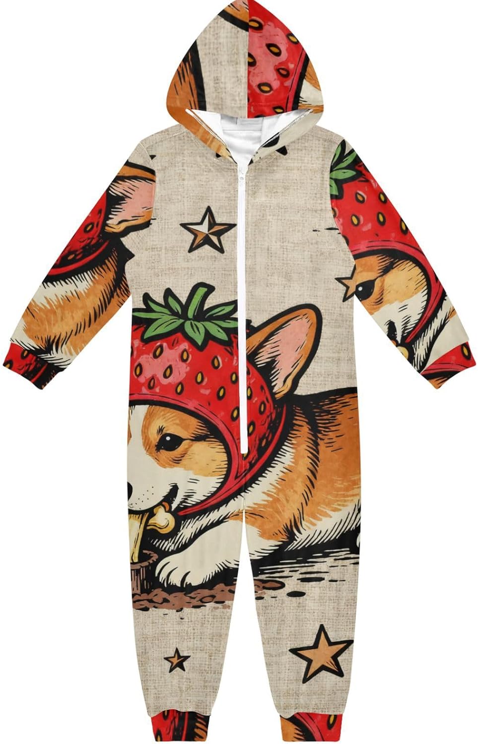 Funny Dog and BoneUnisex PajamaSoft Cozy Hooded One-Piecing Jumpsuitsfor Christmas Home