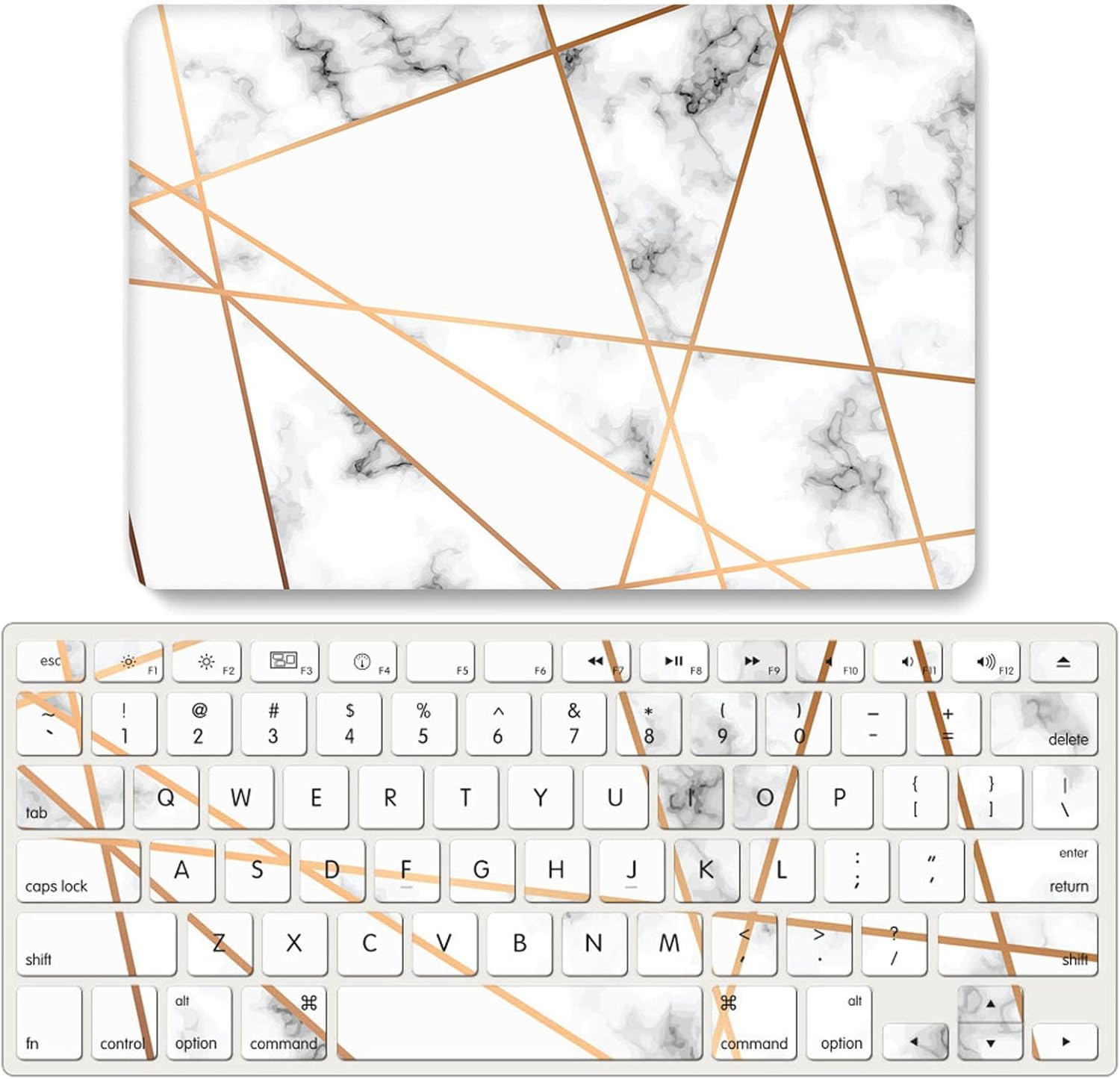 IVY Geometric Marble Case for MacBook Pro (15-inch, 2016-2019, Models: A1707 / A1990) Hard Shell Case with Keyboard Cover Set - C