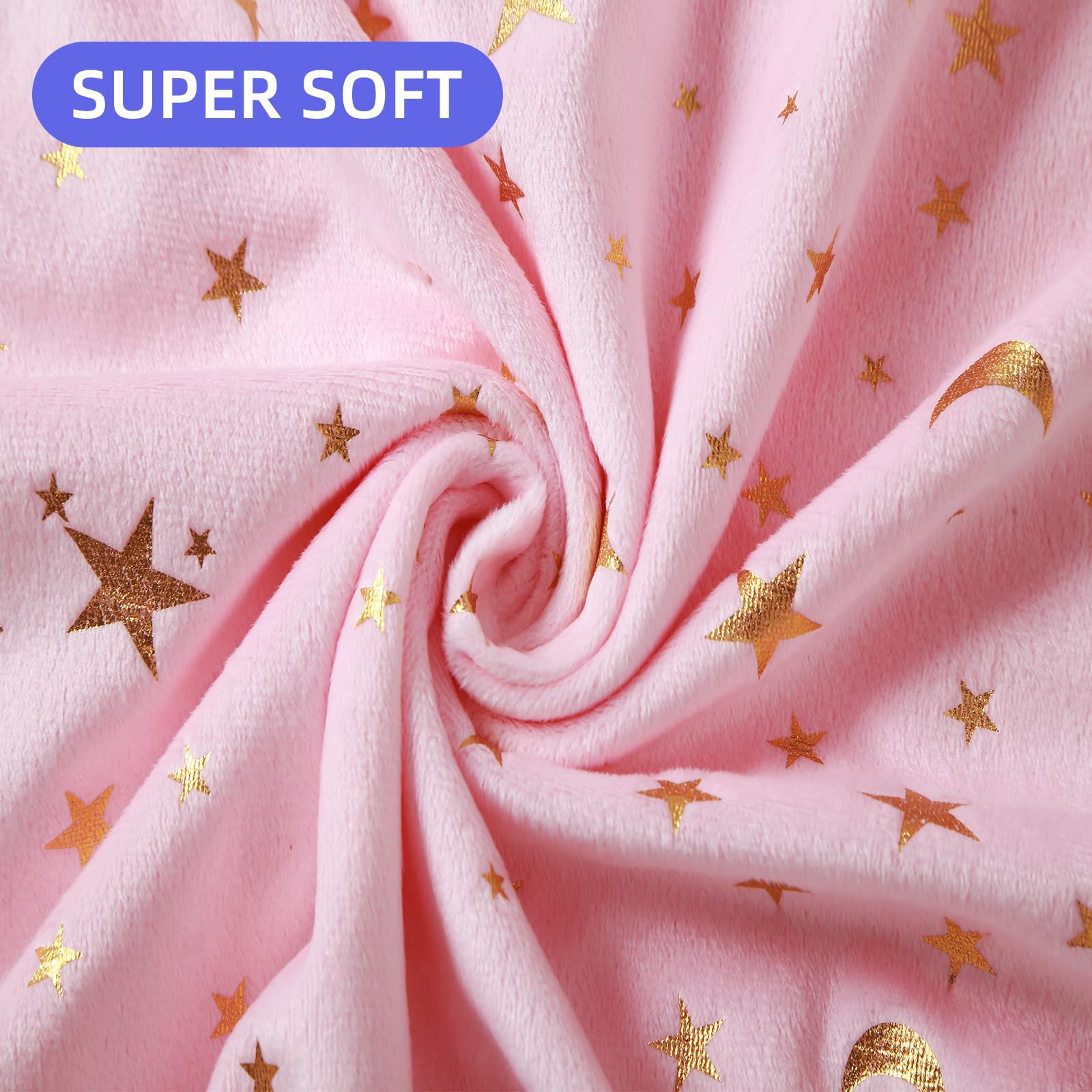 iEvolve Baby Blanket Ultra Soft Double Layer with Dotted Backing Receiving Blankets Toddler Baby Nursery Bed Blankets Shower Gifts(Pinkstar,80 * 120cm) - Image 3