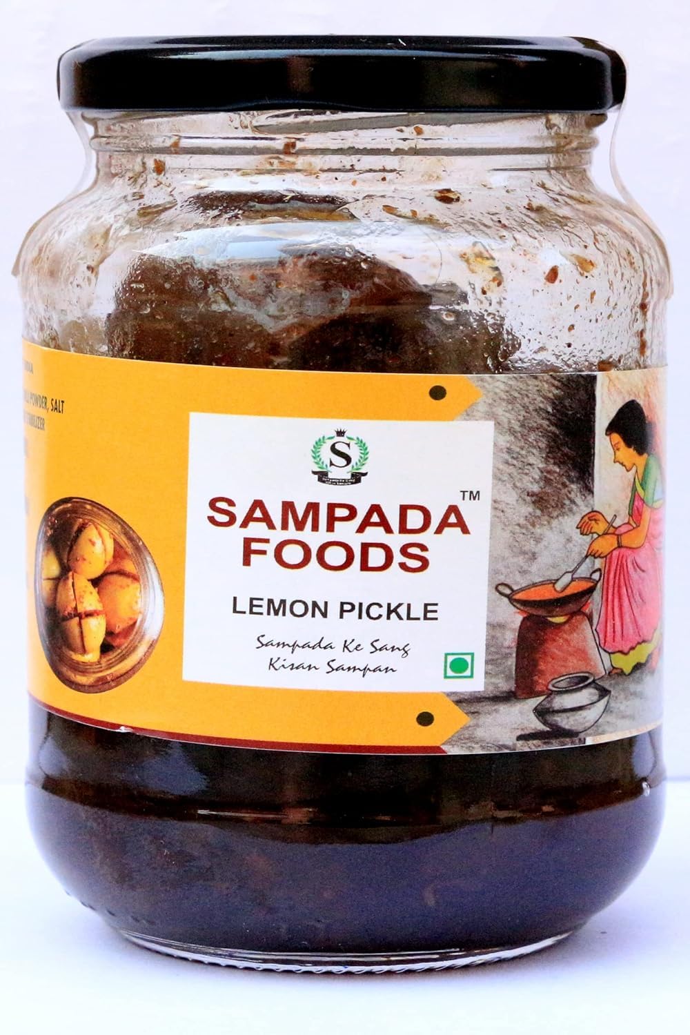 Sampada Foods | Homemade Khatta Meetha Nimbu Ka Achar & Spoon ||400gm Pack|| Oil Free - No Sugar Only Jaggery Used | Sweet, Tangy & Spicy Lemon Pickle (Khata Mitha Nimbu,400gm