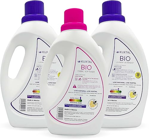 Miniatura 2 de KUXTAL Suavizante de telas, 1 unidad y detergente líquido para ropa, 2 piezas (202.8 onzas líquidas), biodegradable y ecológico, con enzimas y