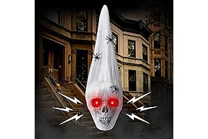 YUJUN Halloween Outdoor Skull Decorations, Spooky Voice Activated Decor with LED Eyes...