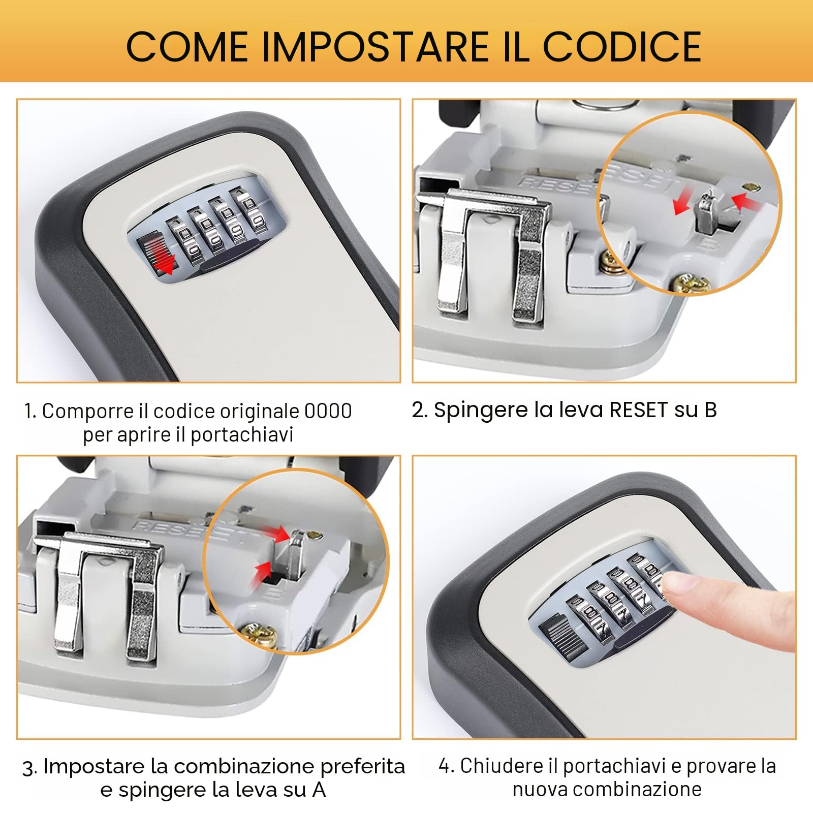 GRIFEMA GA1003-1 Cassaforte per Chiavi Montata a Parete,Cassetta di Sicurezza a Chiave Impermeabile,Cassaforte Porta Chiavi da Esterno con 4 Cifre Combinazione Codice