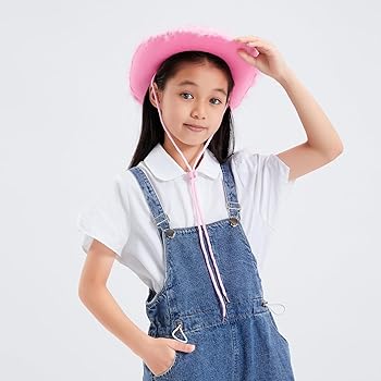 ESSECMBS Girls Kids Fluffy Feather Cowgirl Hats Little Boys Wide