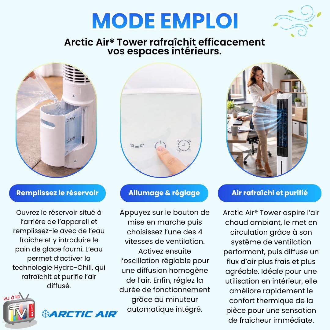 VENTEO - Rafraichisseur d'Air Colonne | Ventilateur Portable | Climatiseur mobile pour Intérieur | Oscillant 170° | Réservoir Grande Autonomie | Air Frais Purifié | Silencieux pour Chambre Salon