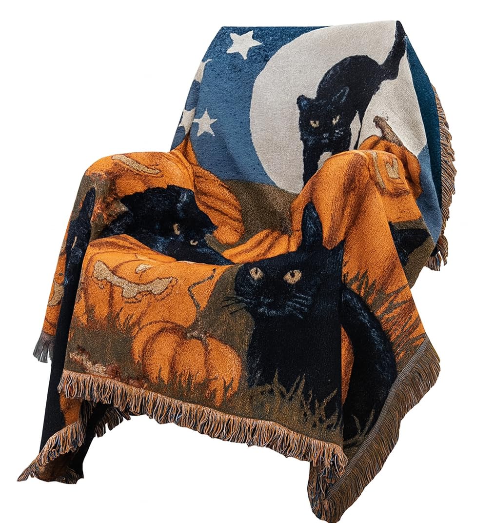Manta de gato para sofá, manta para mascotas, manta de otoño para Halloween, regalo para amantes de los gatos