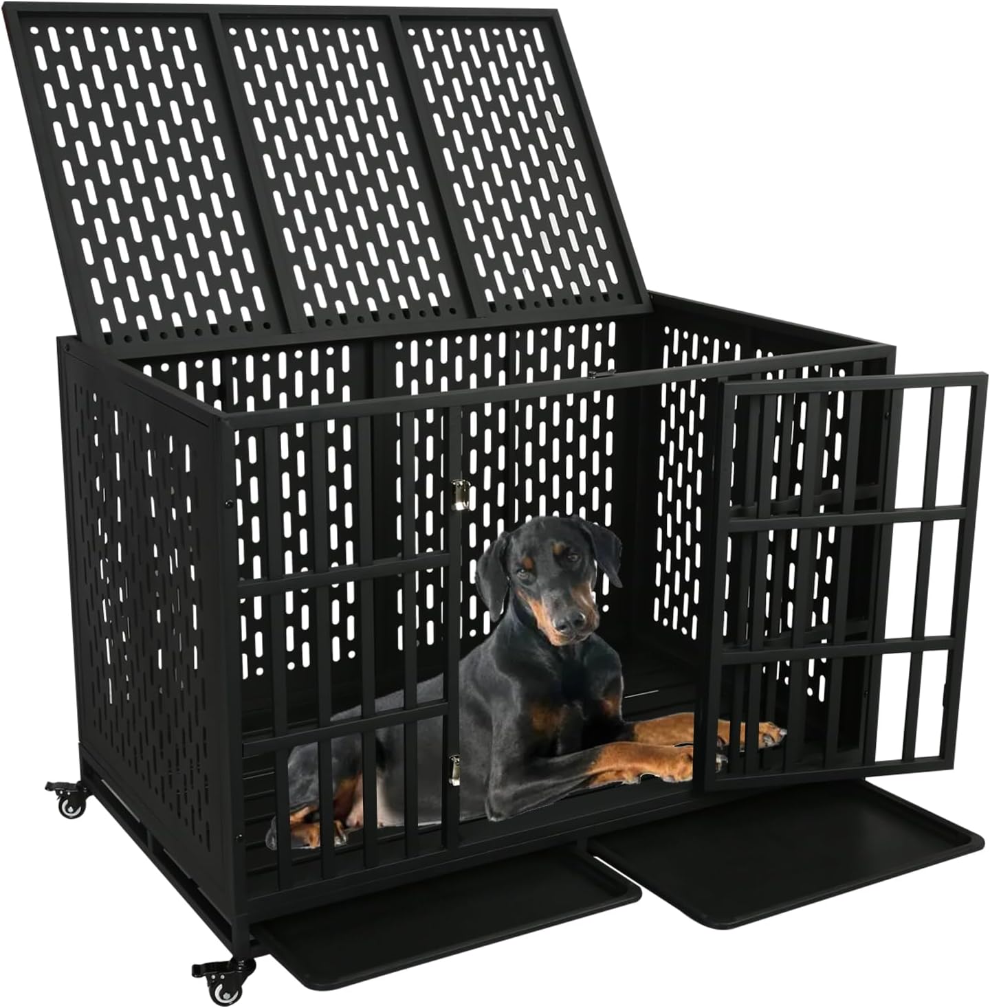 Heavy Duty Dog Crate, Indestructible Large Pet Cage Kennel