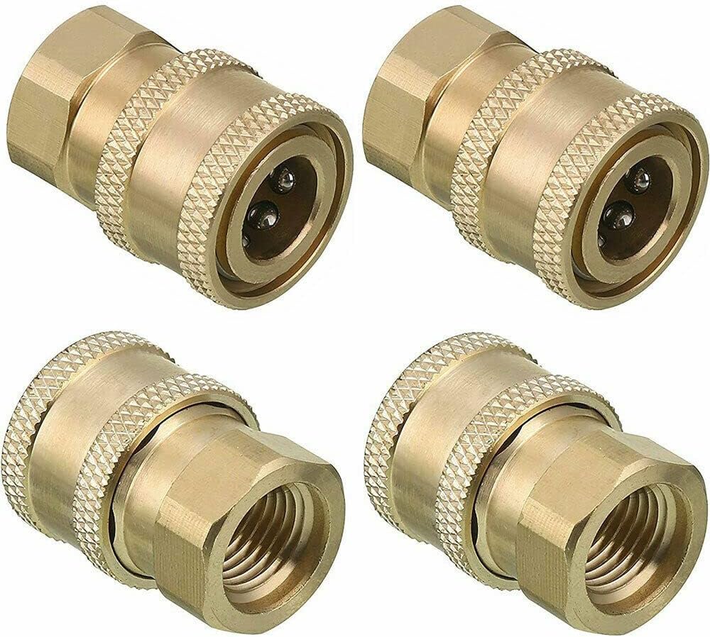 4PCS Pressure Washer Coupler Brass Fittings 1/4 Inch Quick Connect to Female NPT