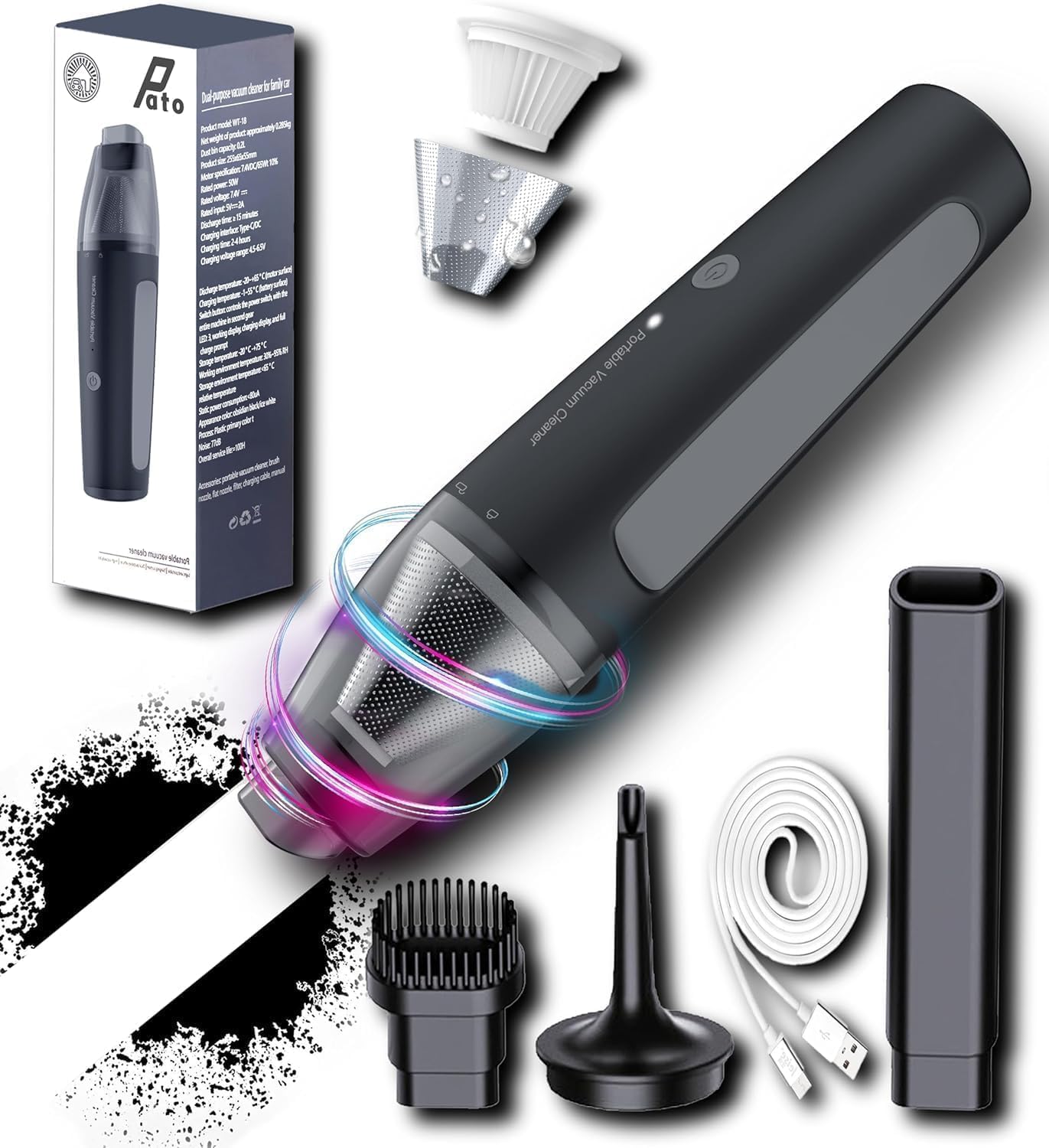 PATO Cordless Handheld Vacuum Cleaner with Accessories