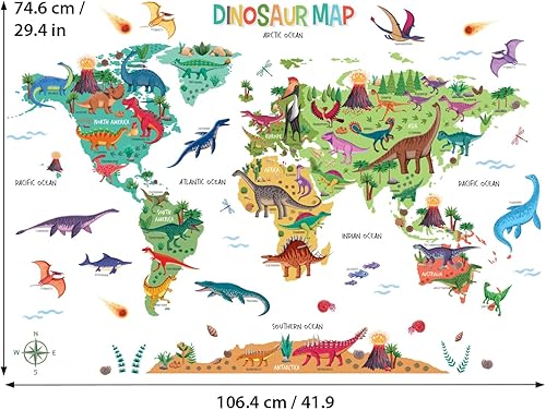 Miniatura 6 de DECOWALL SG2-2312 Dinosaurio World Wall Pegatinas Habitación Niños Guardería Dormitorio Decoración Niños Bebé Dino Sala de Juegos Viaje Guardería